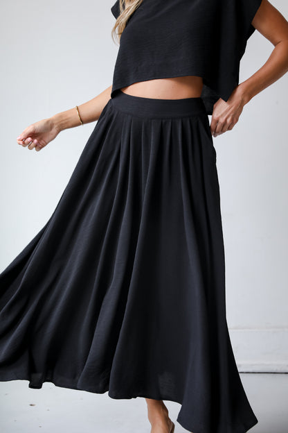 Effortless Escape Black Maxi Skirt