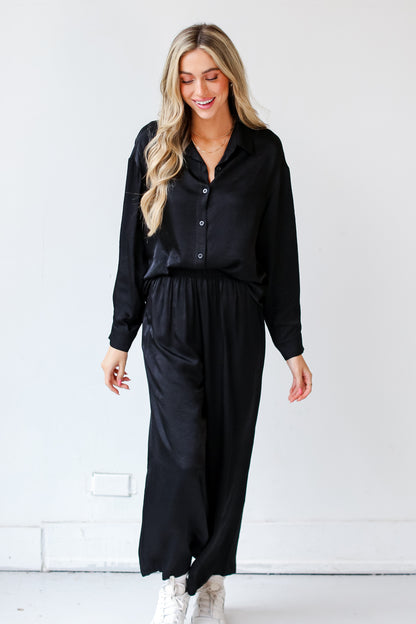 black Wide Leg Pants front view