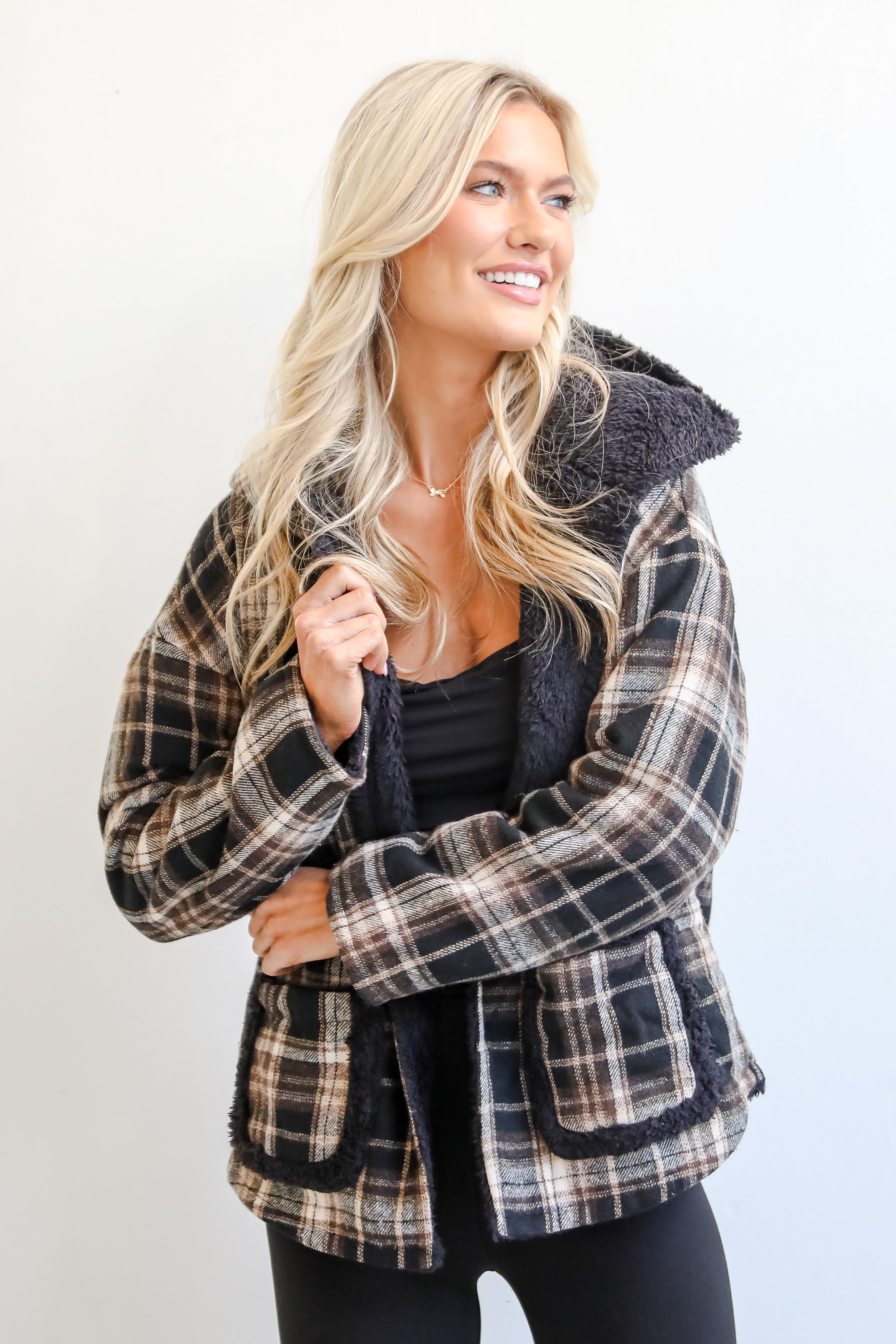 Perfected Comfort Reversible Sherpa Plaid Jacket