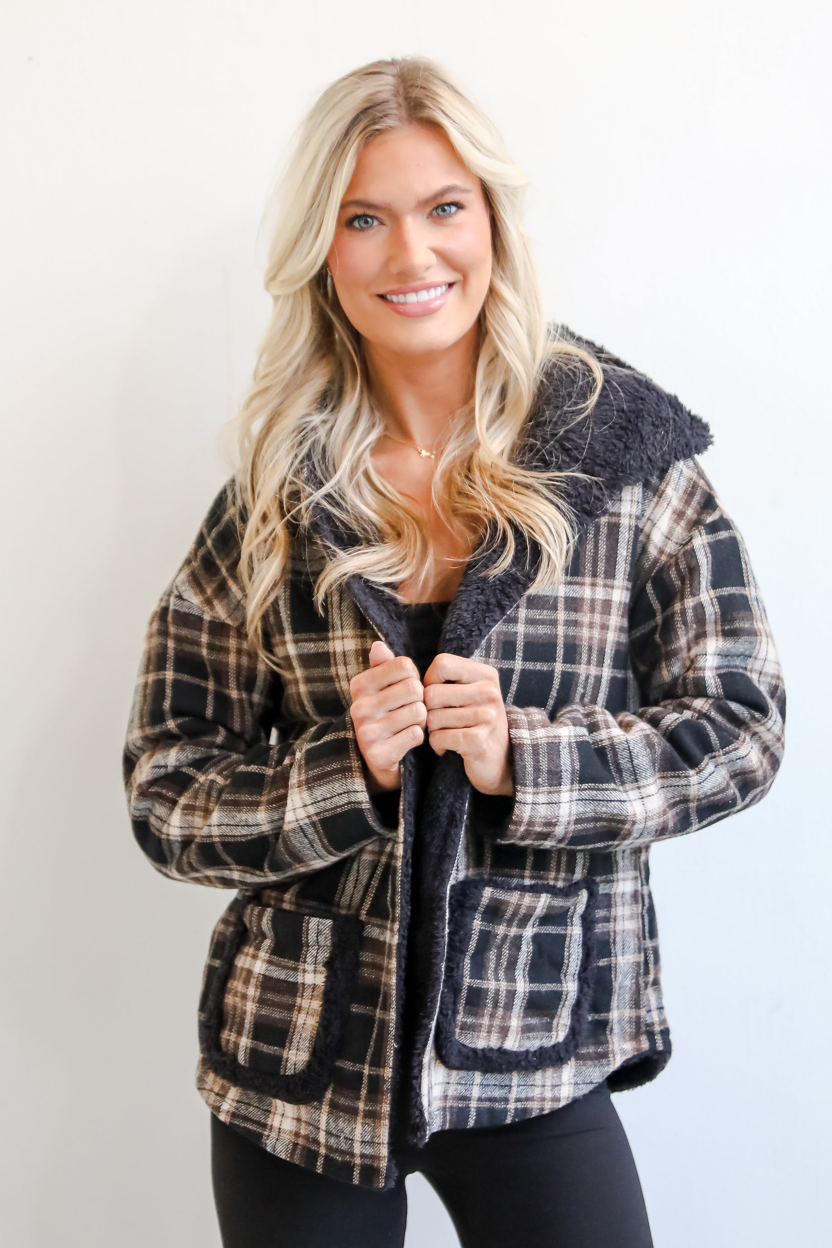 Perfected Comfort Reversible Sherpa Plaid Jacket