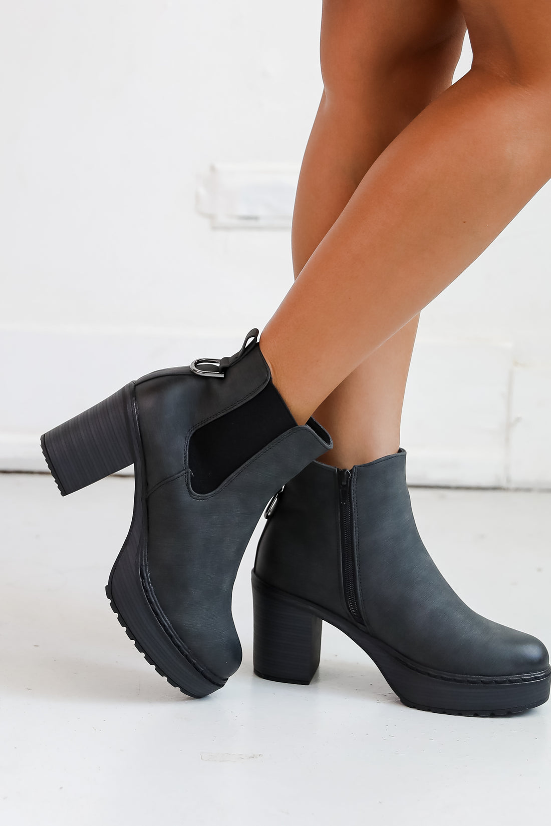 Now Is The Time Black Platform Booties