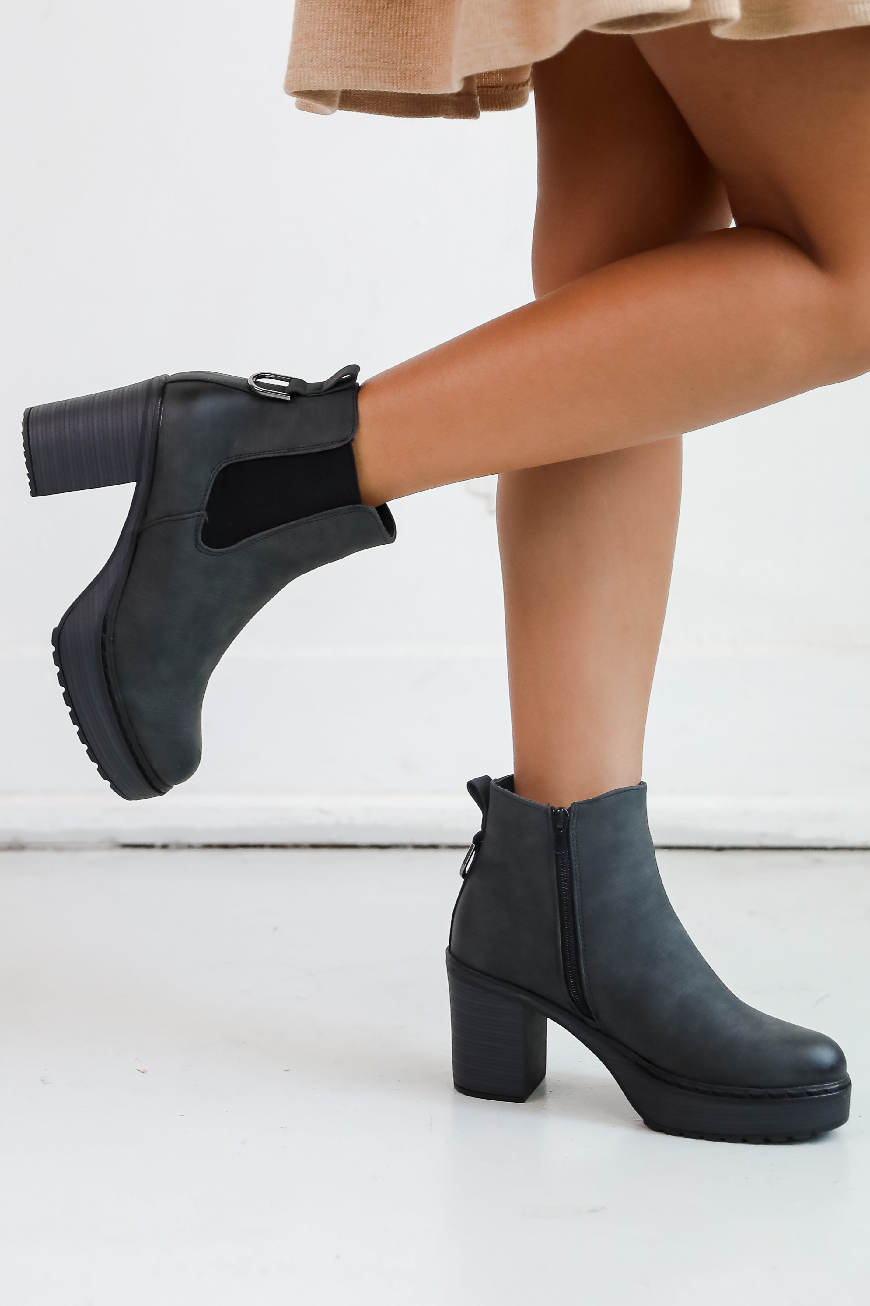 Now Is The Time Black Platform Booties