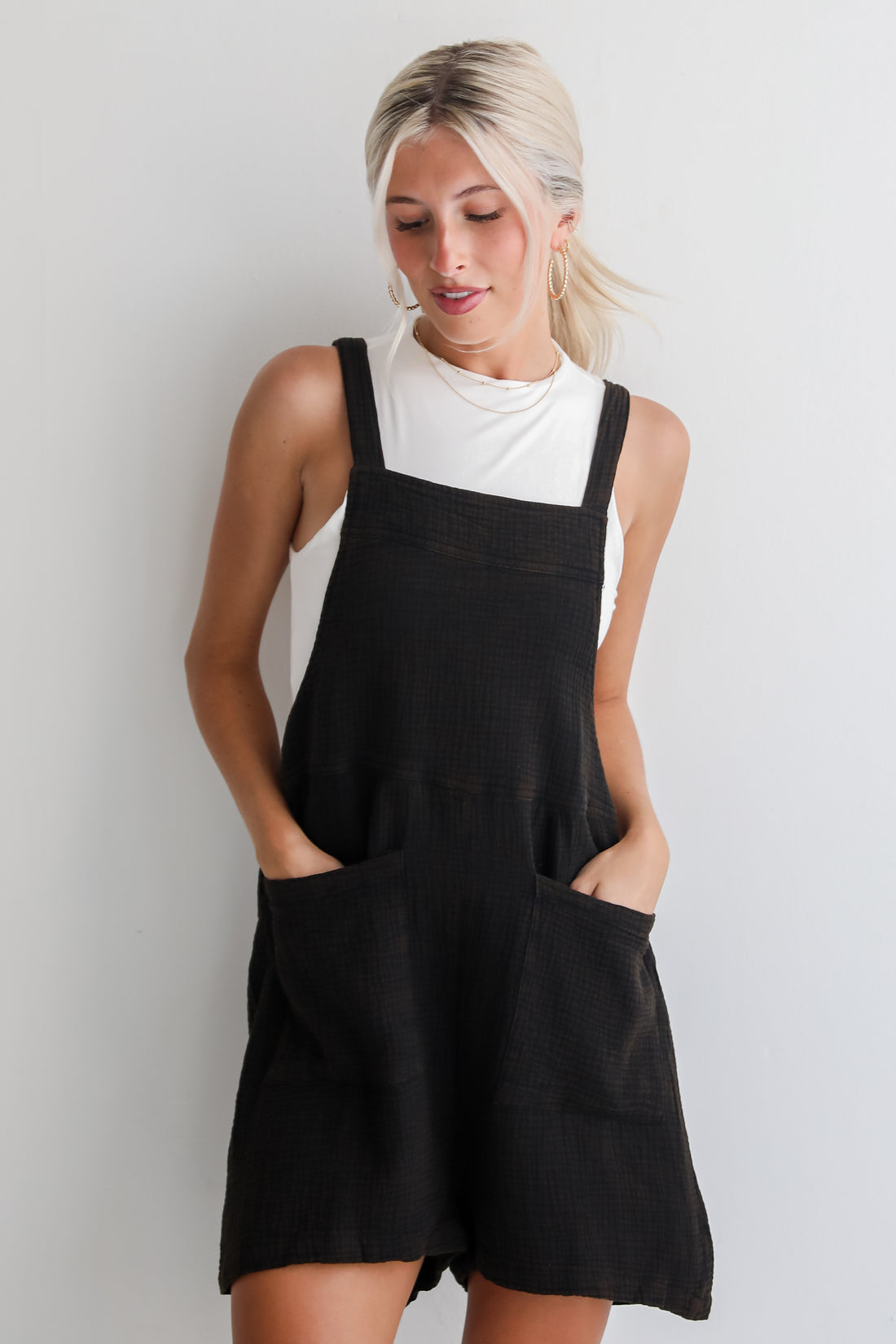 Desired Impression Black Linen Romper