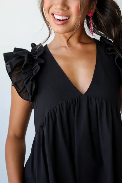 Ideally Sweet Black Romper Dress