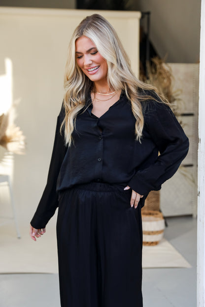 black Button-Up Blouse