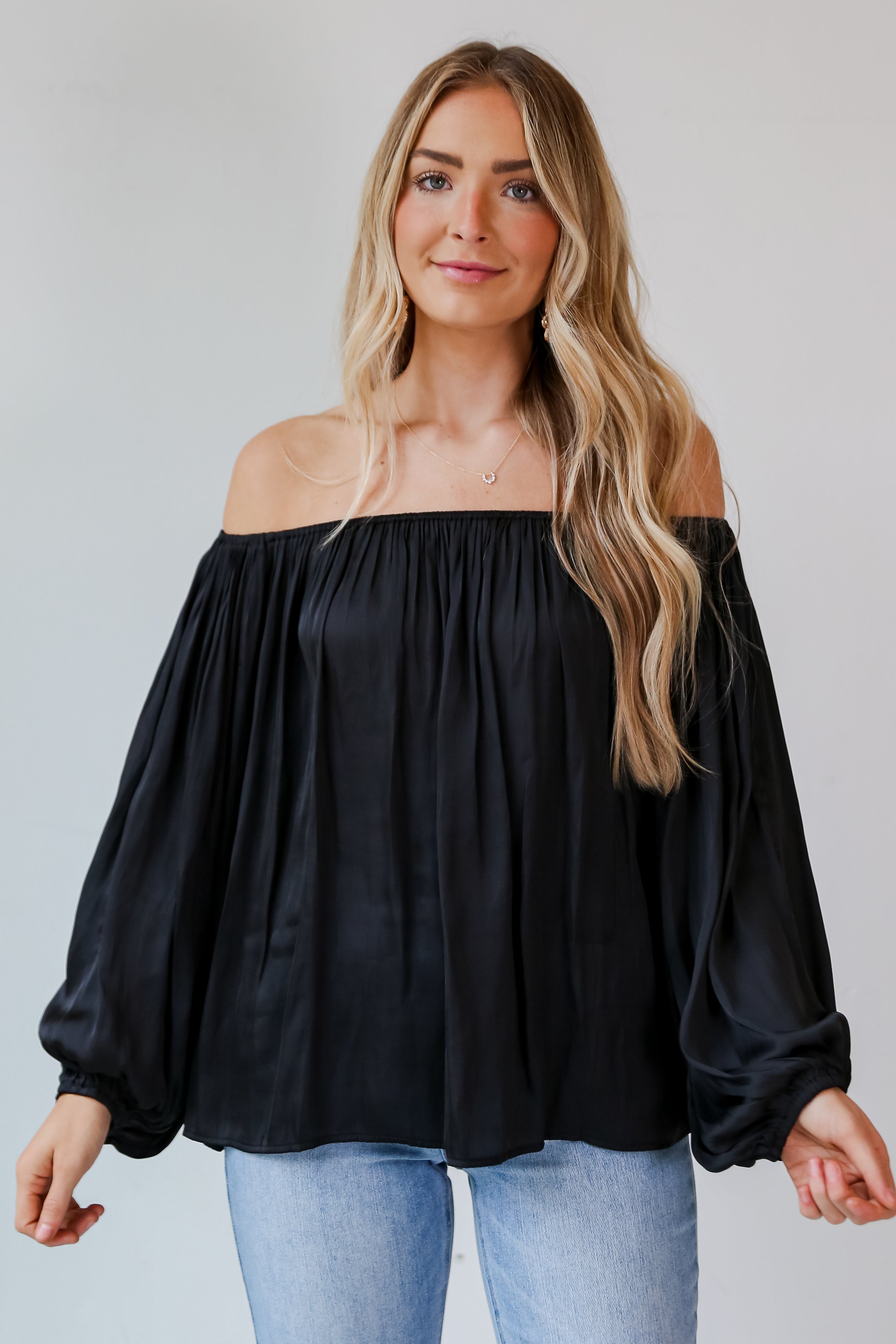 black off the shoulder blouse