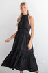 Lovely Intuition Black Satin Midi Dress