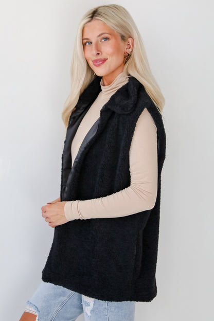 Coziest Crush Black Sherpa Vest