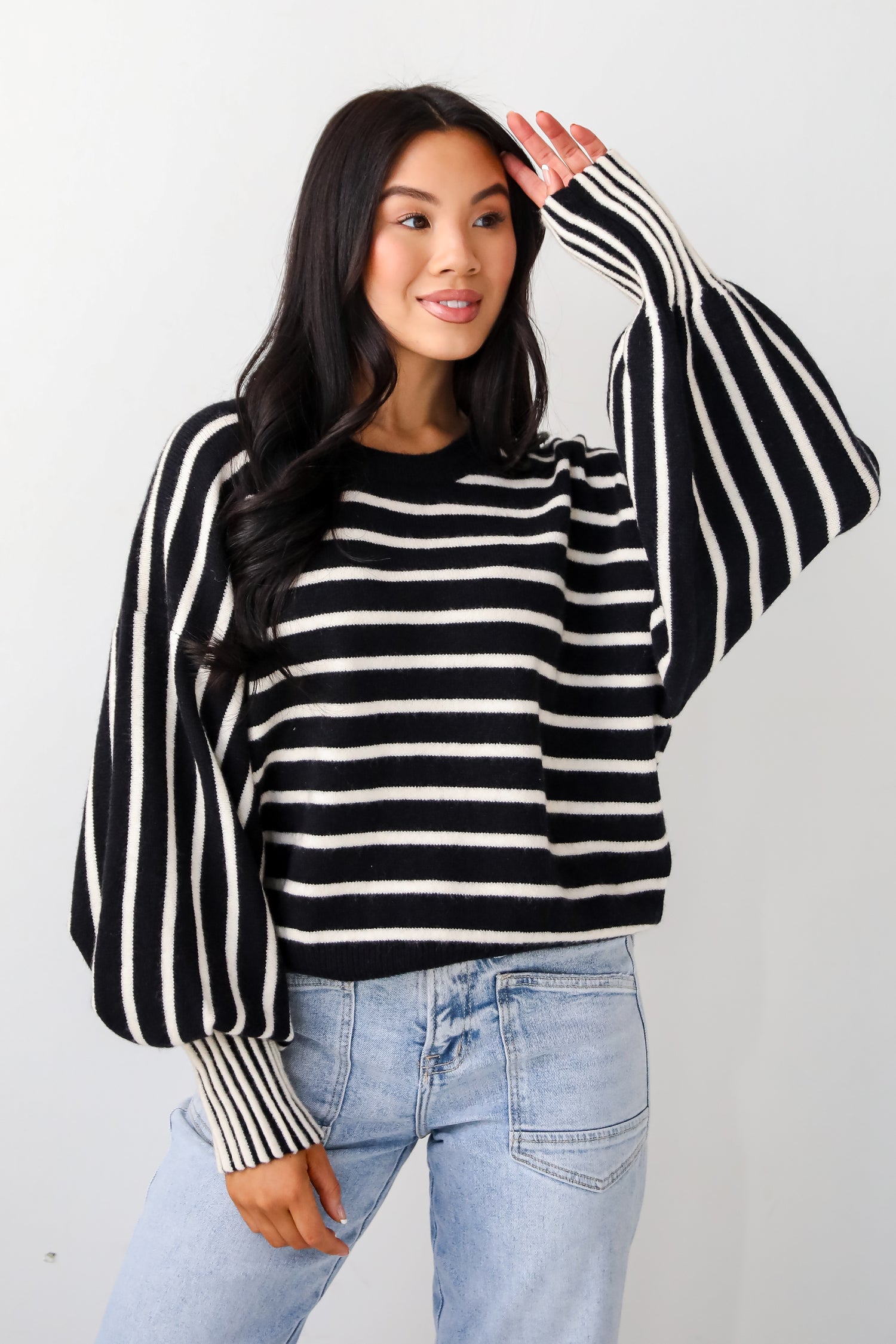 Popular Pick Black Striped Sweater