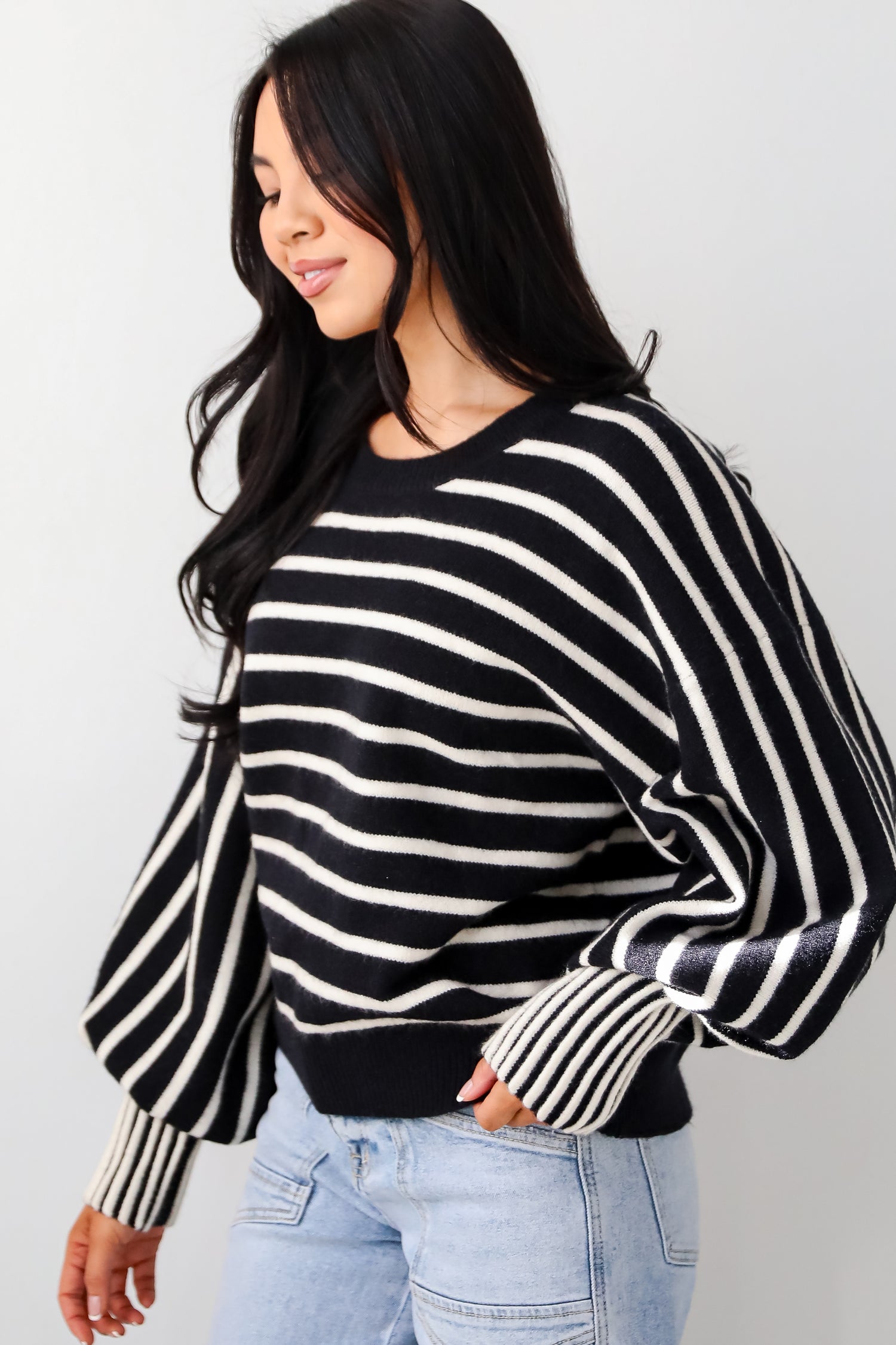 Popular Pick Black Striped Sweater