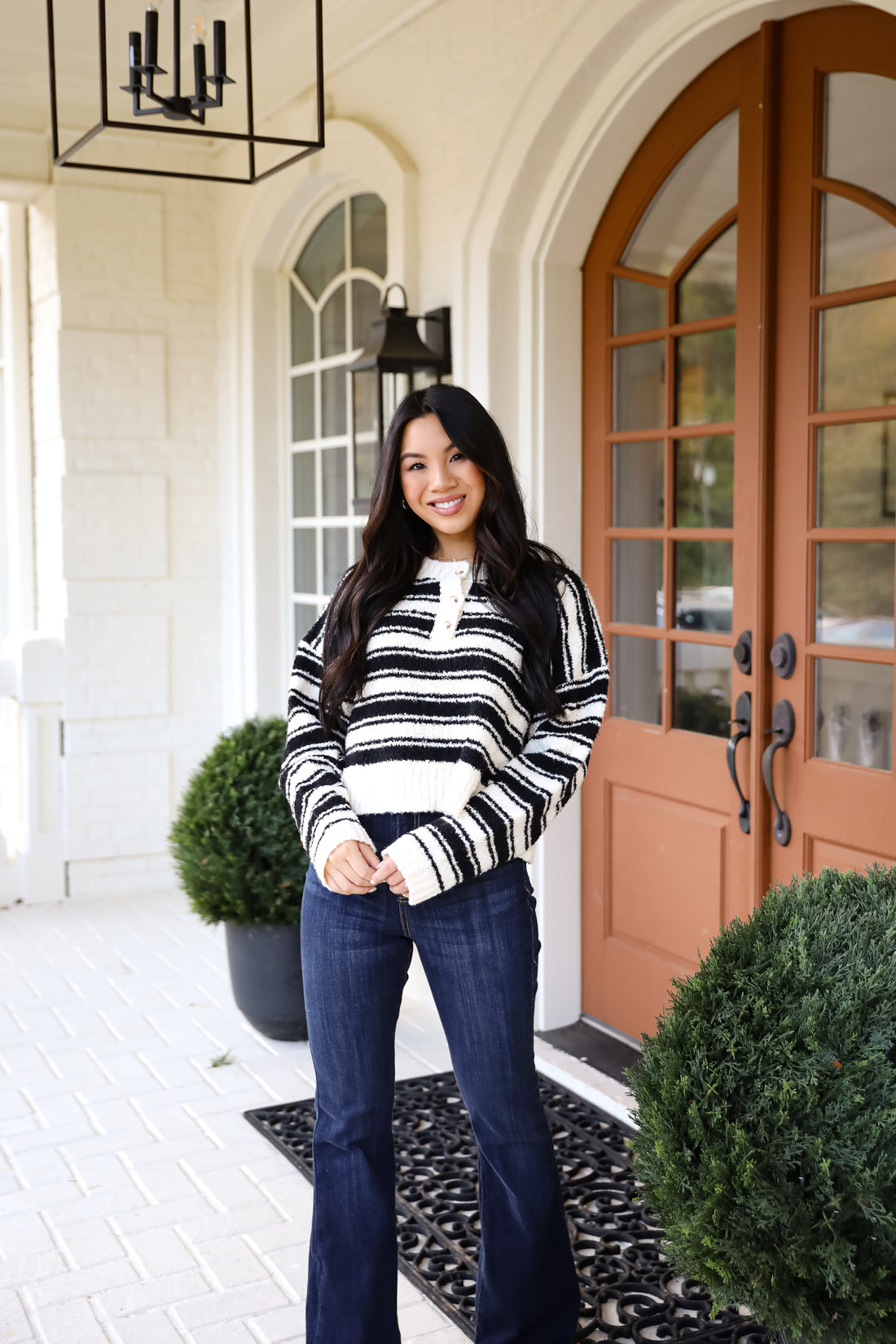 Classic Comfort Black Striped Sweater