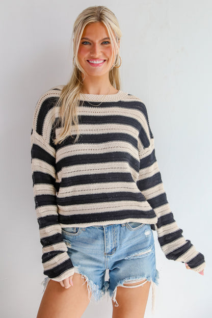 Ultimate Coziness Black Striped Sweater