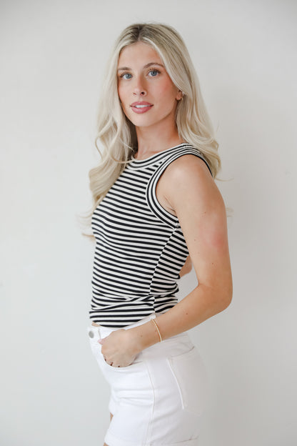 Nicole Everyday Black Striped Tank