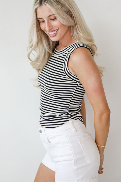 Nicole Everyday Black Striped Tank