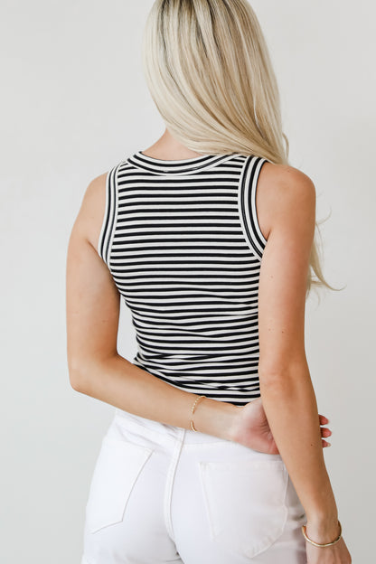 Nicole Everyday Black Striped Tank