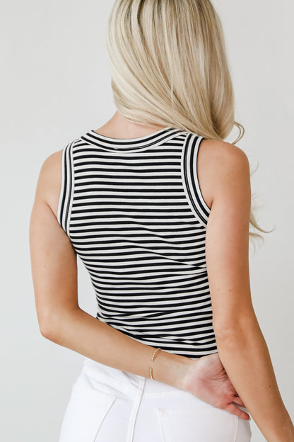 Nicole Everyday Black Striped Tank