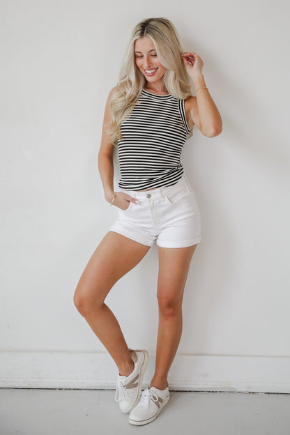 Nicole Everyday Black Striped Tank