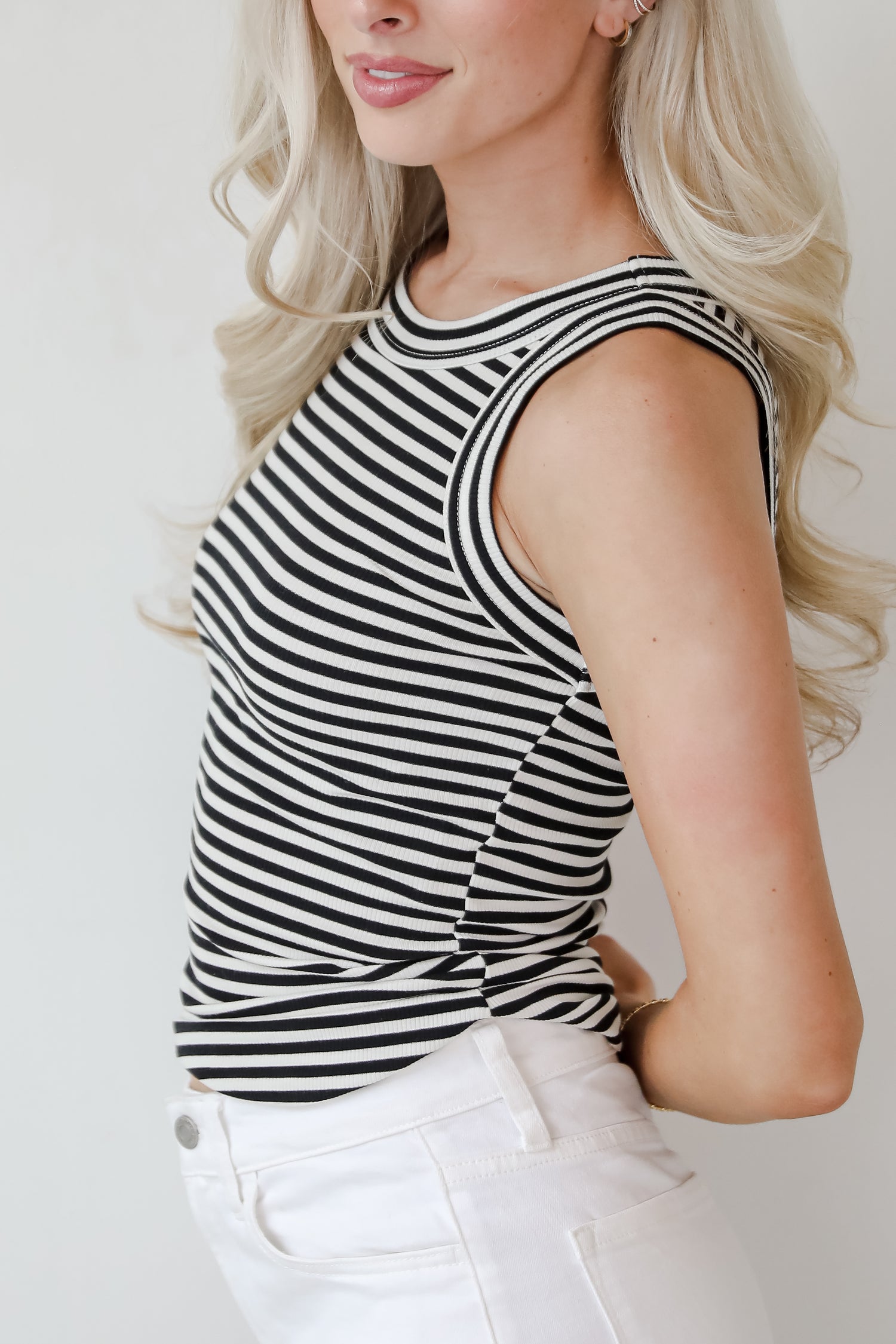 Nicole Everyday Black Striped Tank