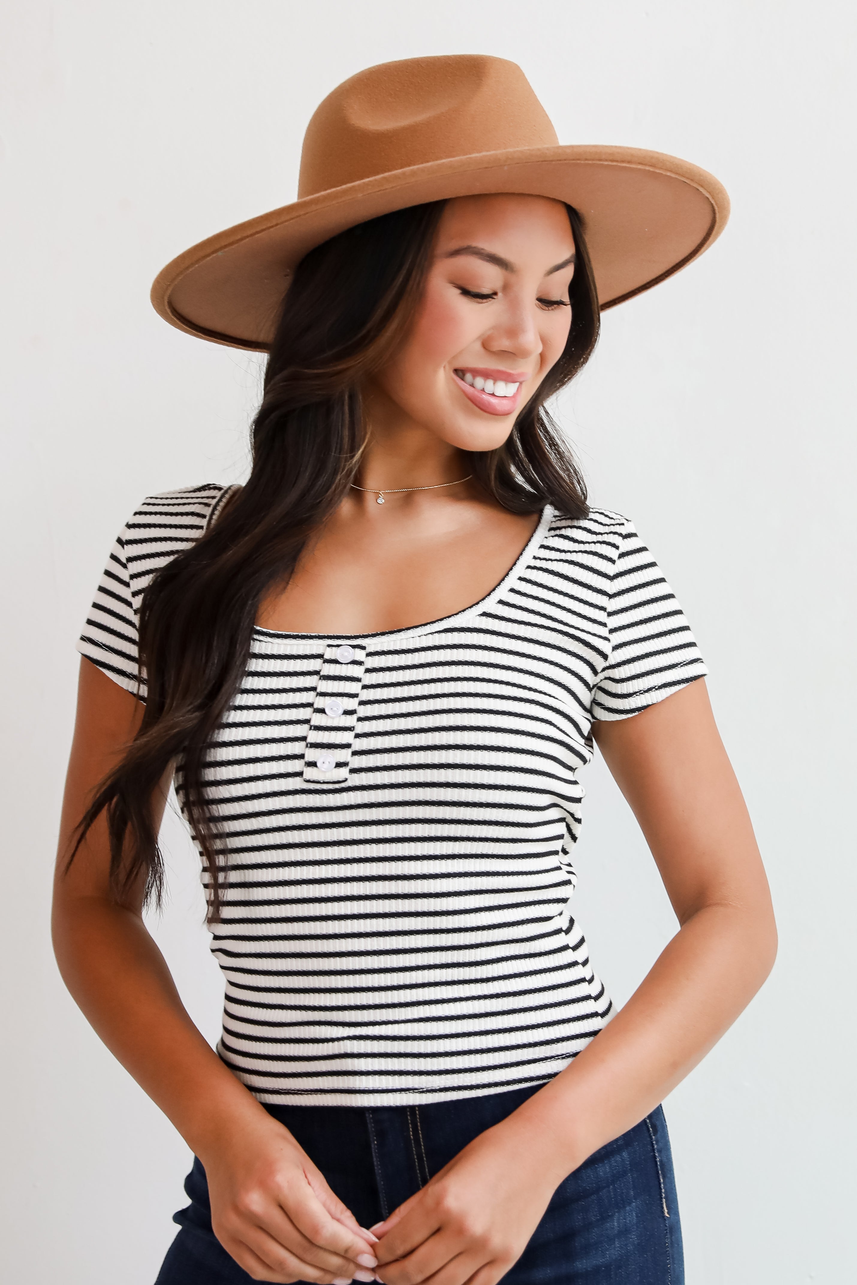 Envied Comfort Ivory Striped Knit Top