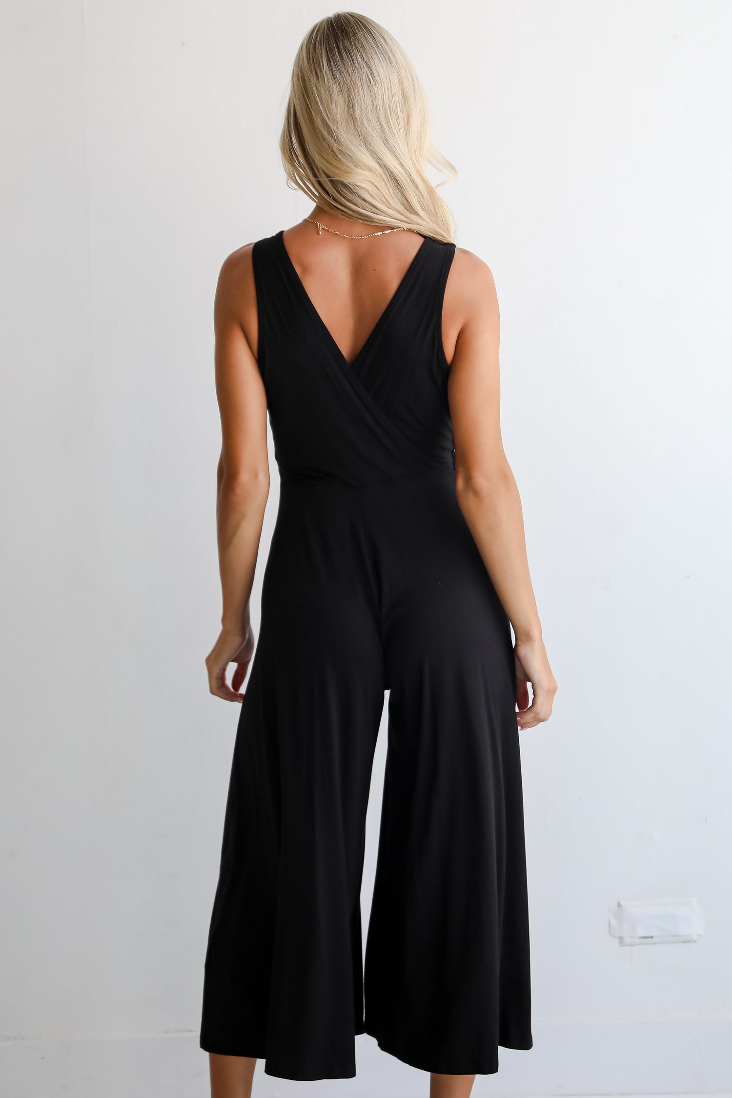 Playful Impression Black Surplice Jumpsuit