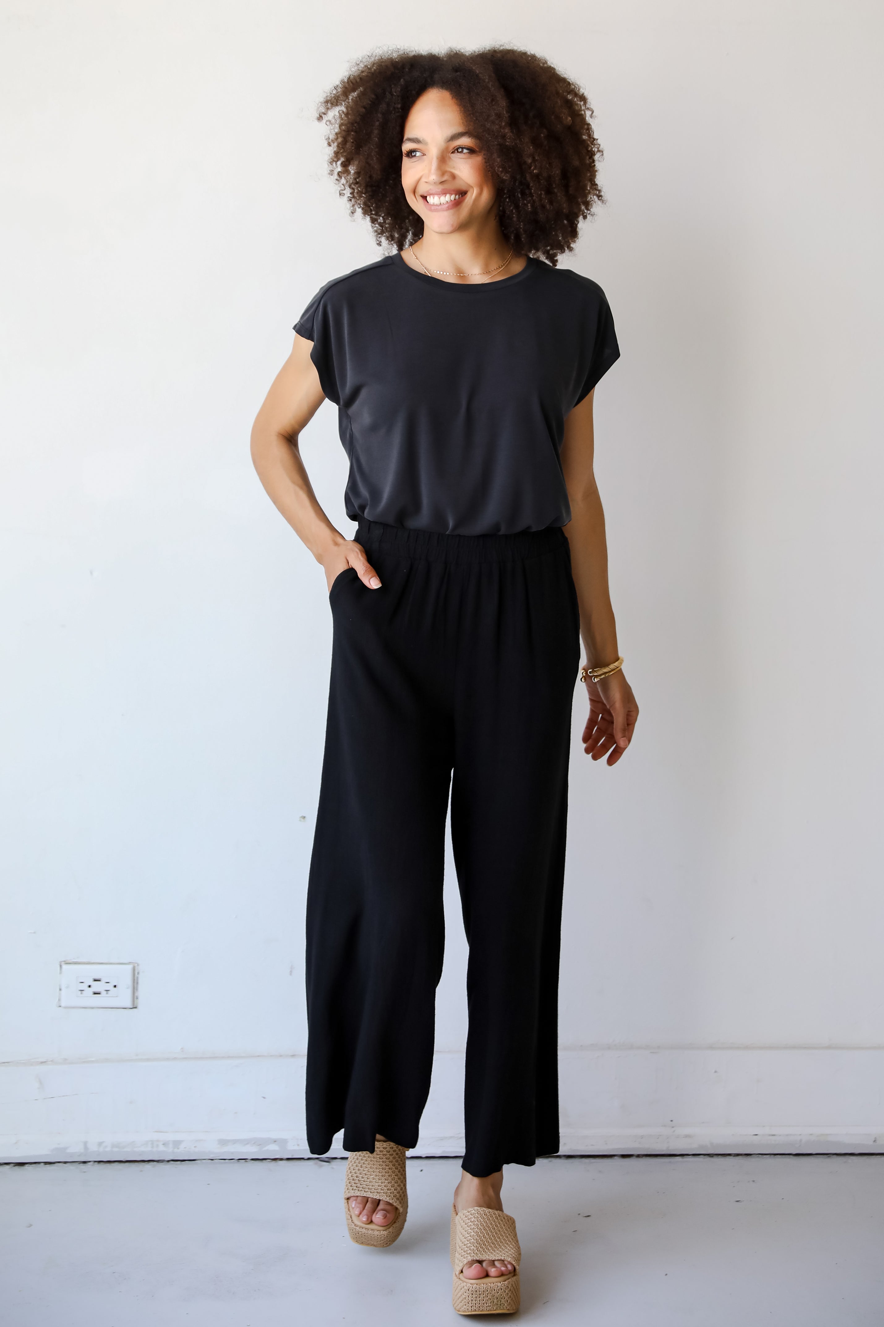 womens Black Linen Pants