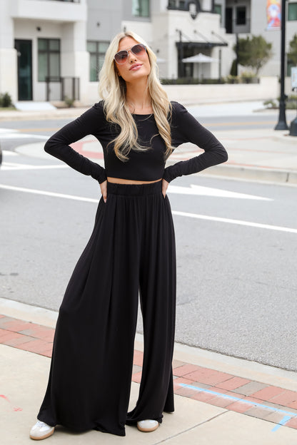 Expert Charm Black Wide Leg Pants