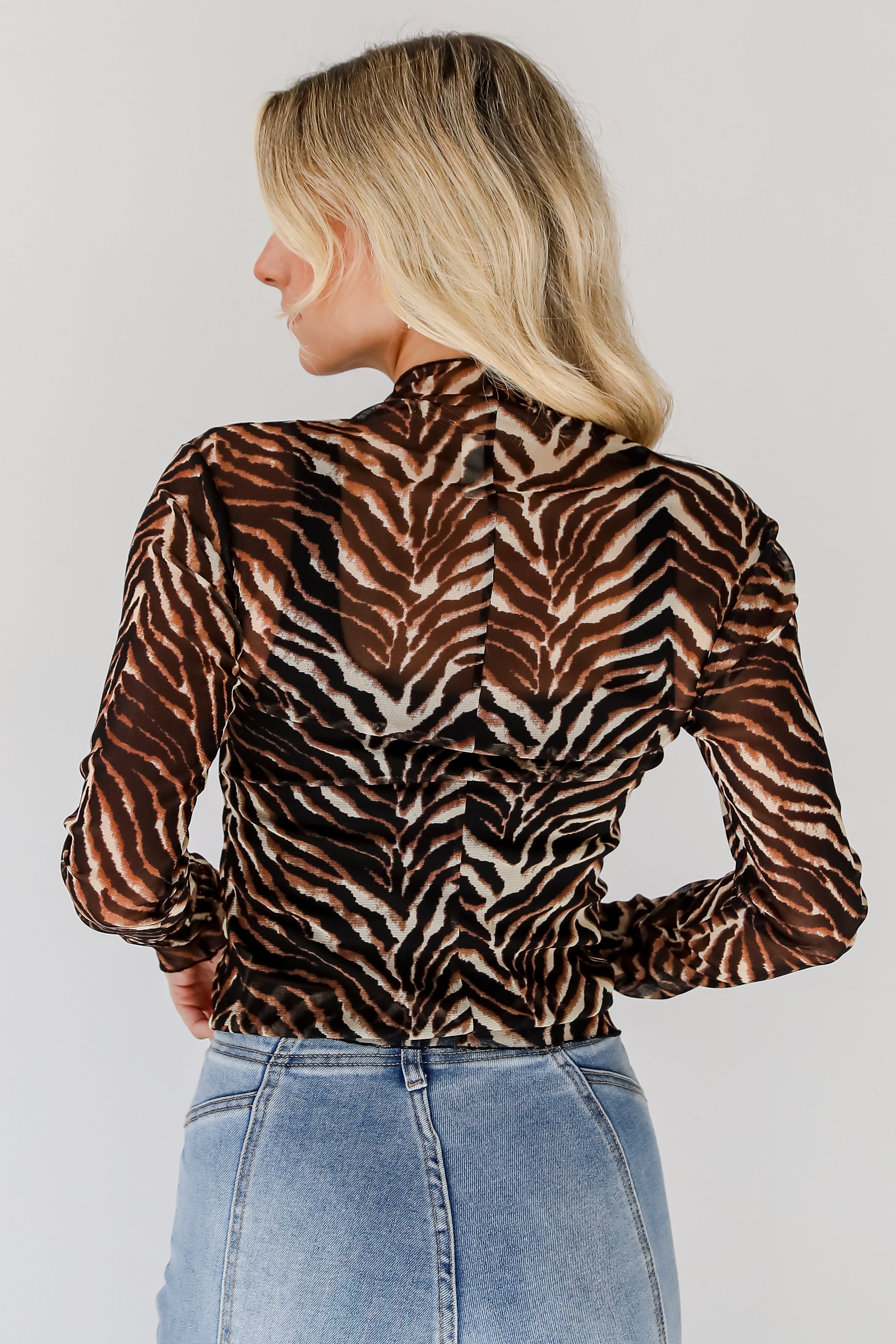 Fierce Expert Black Zebra Mesh Top