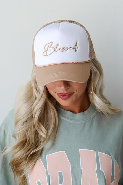 Tan Blessed Trucker Hat