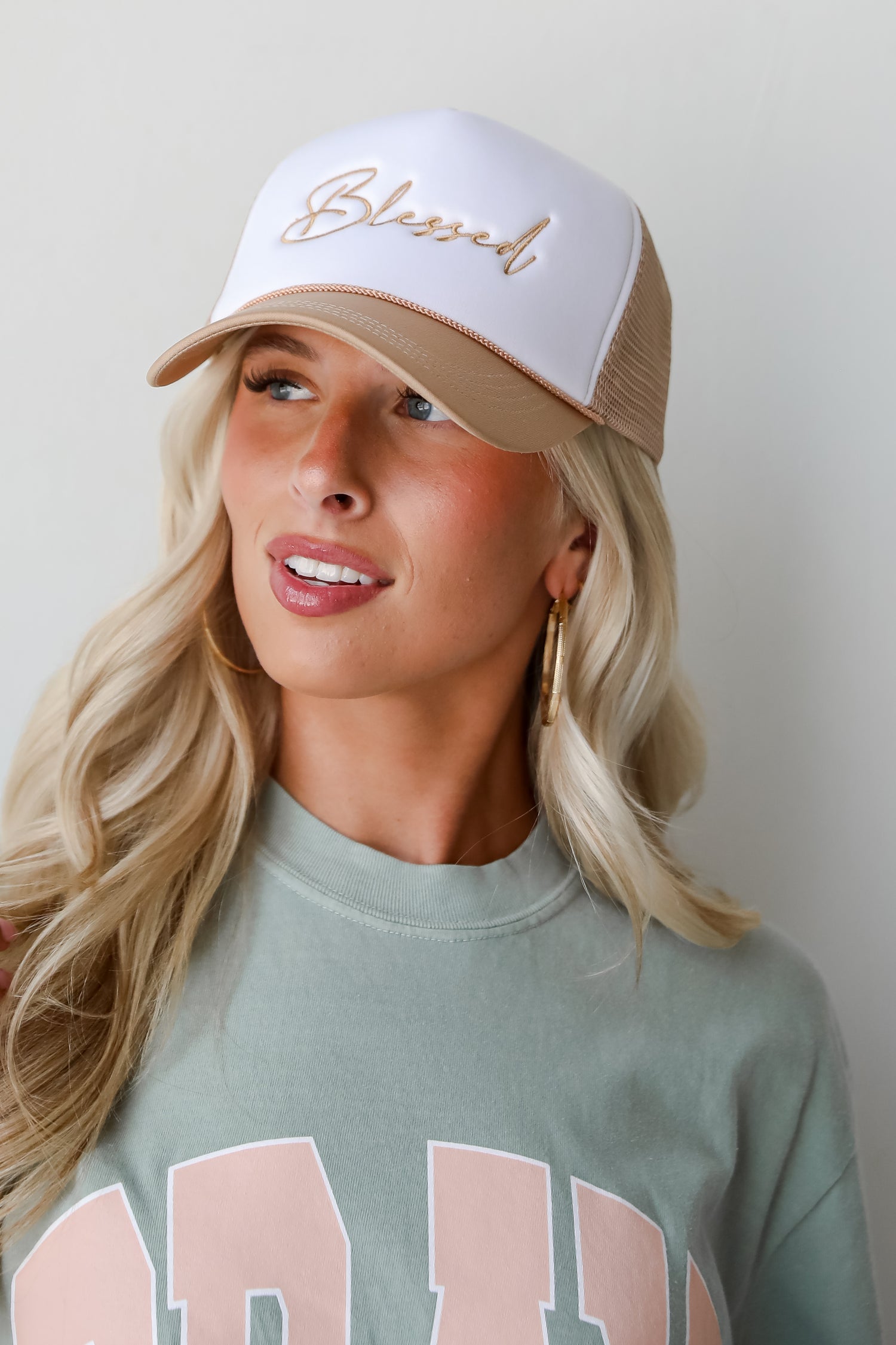 Tan Blessed Trucker Hat