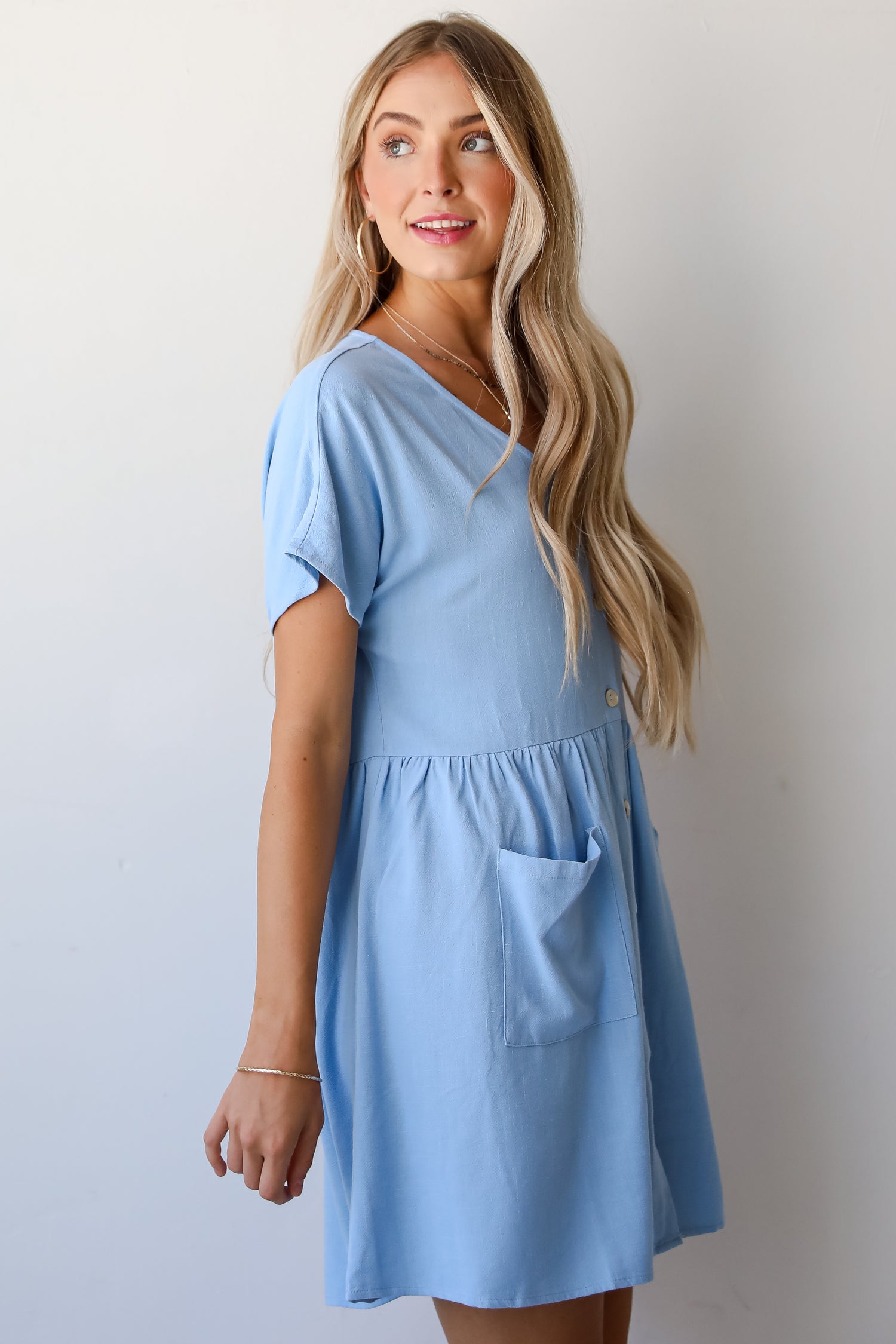 Easy Sweetness Light Blue Babydoll Mini Dress