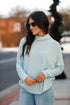 Light Blue Turtleneck Brushed Knit Top