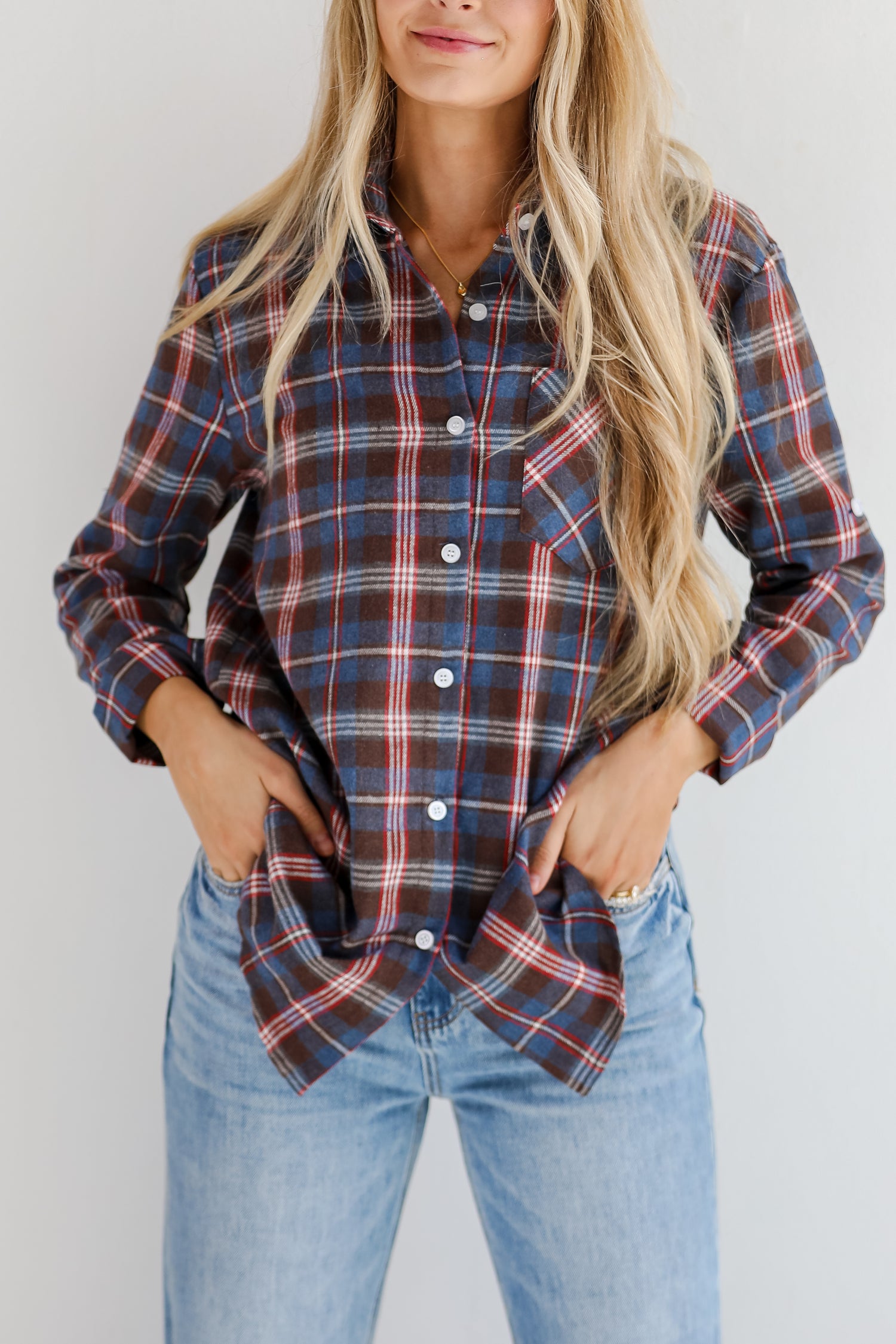 Trendy Era Navy Plaid Flannel