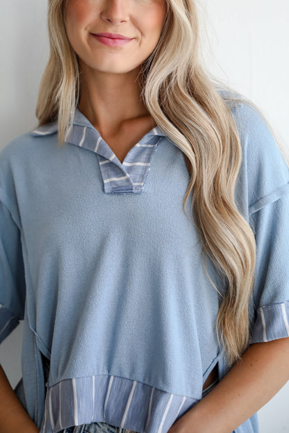 Breezy Essential Light Blue Collared Top