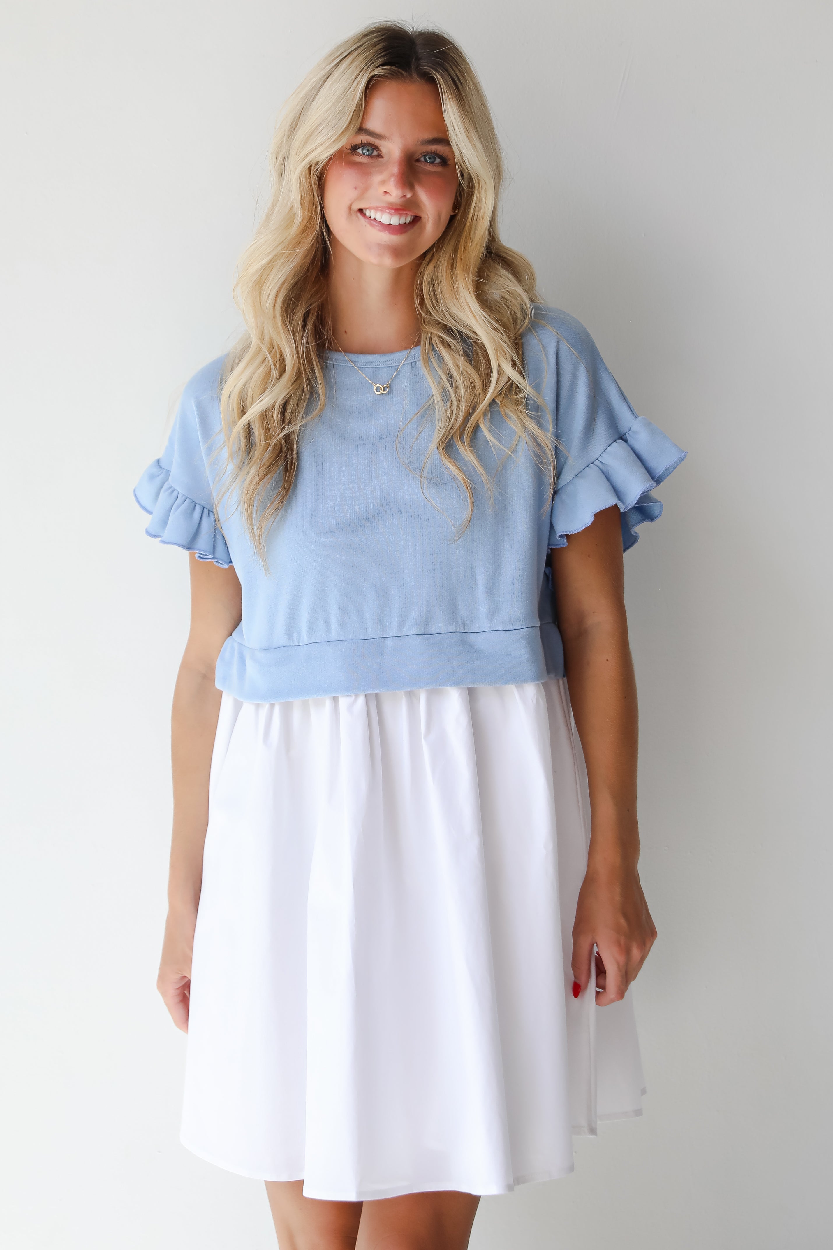 Thriving Sweetness Blue Contrast Mini Dress