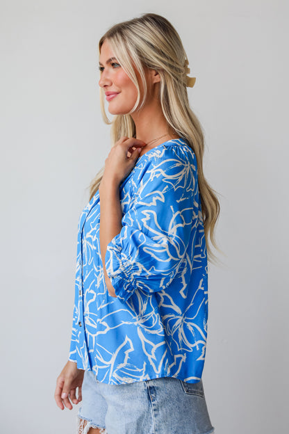 Charming Tendencies Blue Floral Blouse