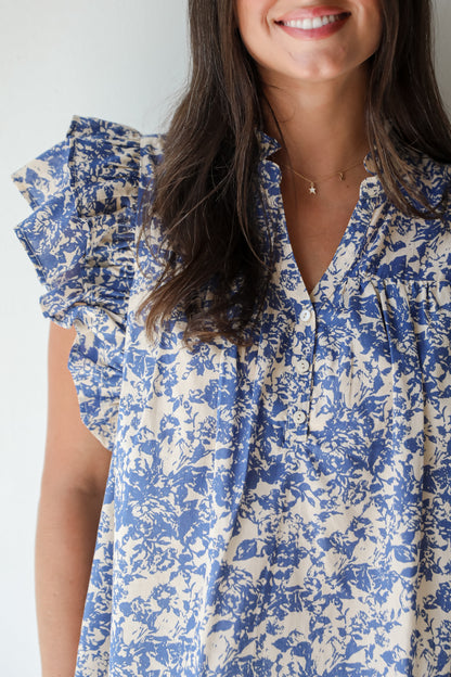 Dainty Ideal Blue Floral Blouse