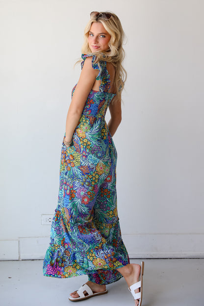 Momentous Elegance Blue Floral Jumpsuit