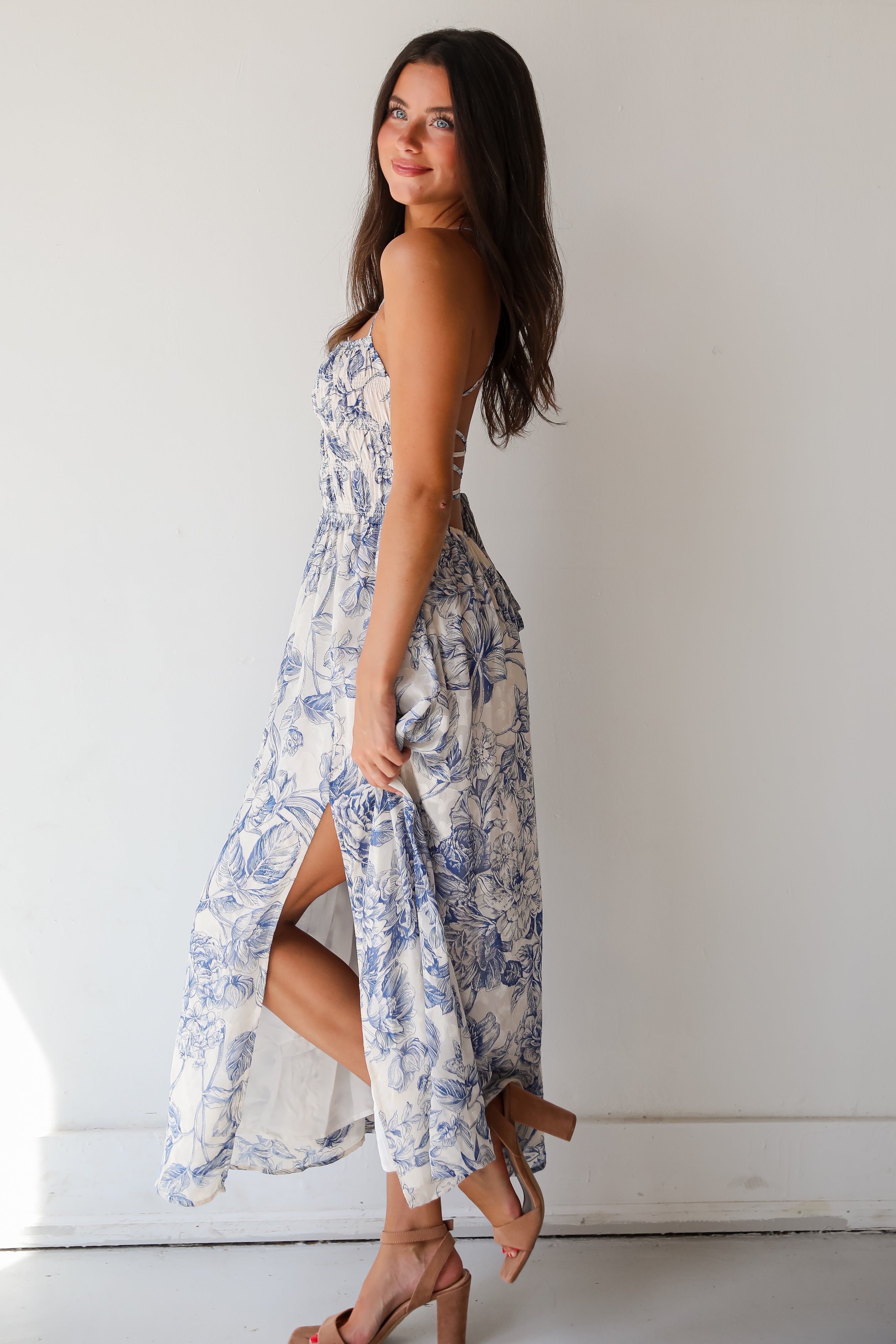 Modern Composure Cream Floral Maxi Dress