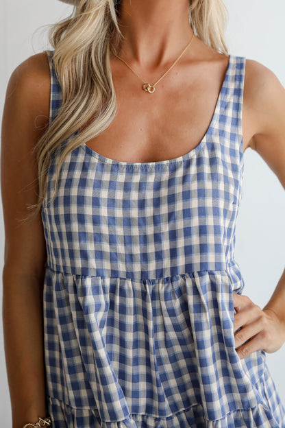 Blissfully Perfect Blue Gingham Romper