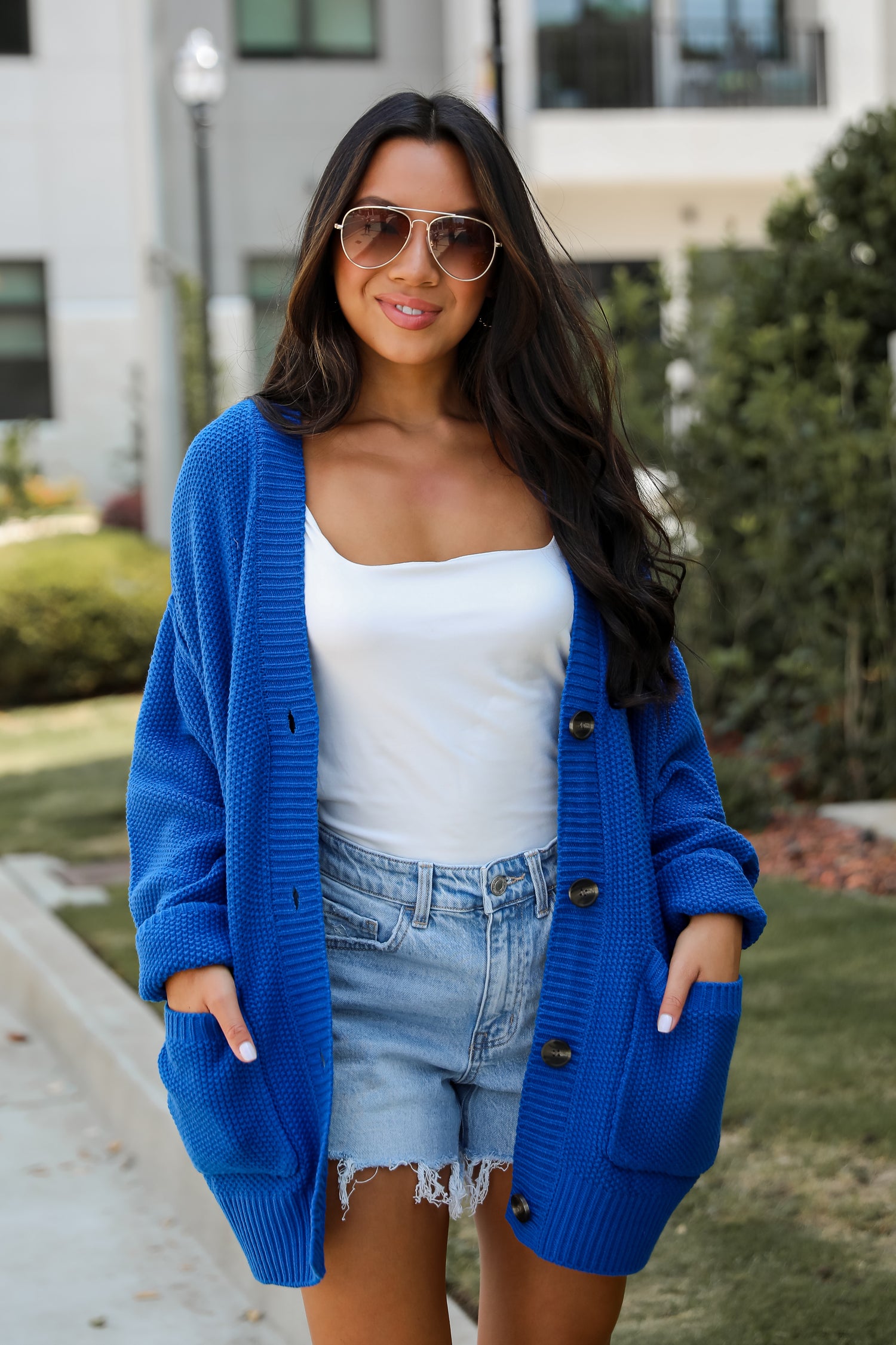 Cuddly Contentment Cobalt Sweater Cardigan