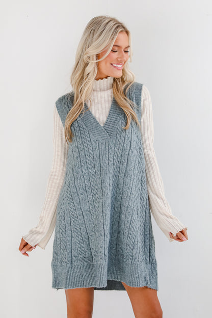 Simply Ideal Cable Knit Mini Sweater Dress