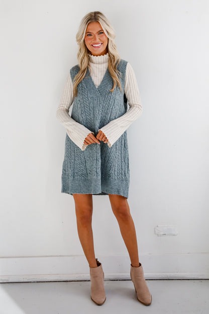 Simply Ideal Cable Knit Mini Sweater Dress