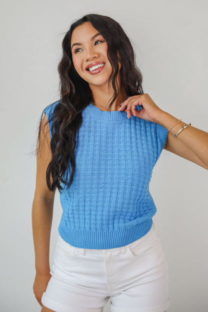 By The Seashore Blue Knit Tank