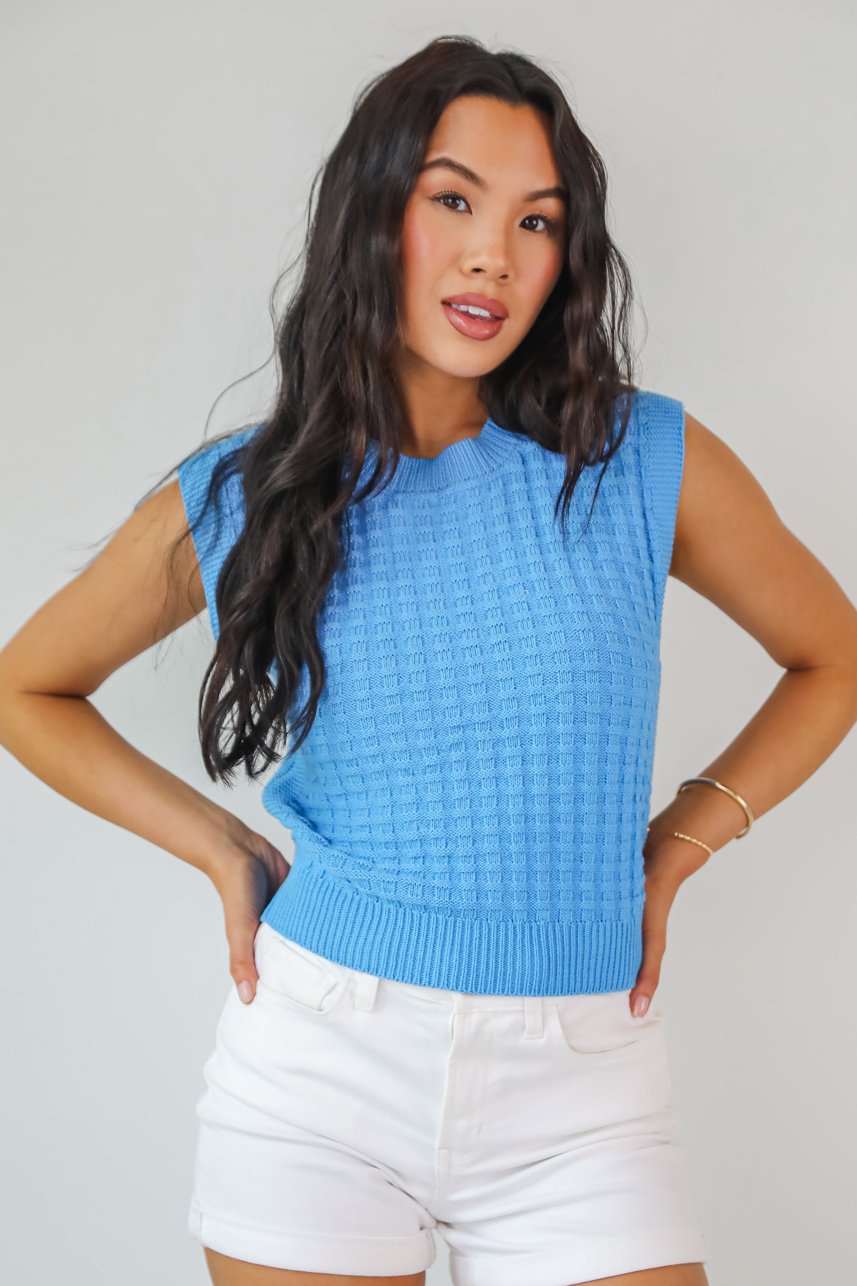 By The Seashore Blue Knit Tank