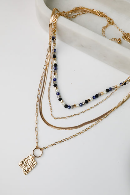 Elena Blue Layered Chain Necklace