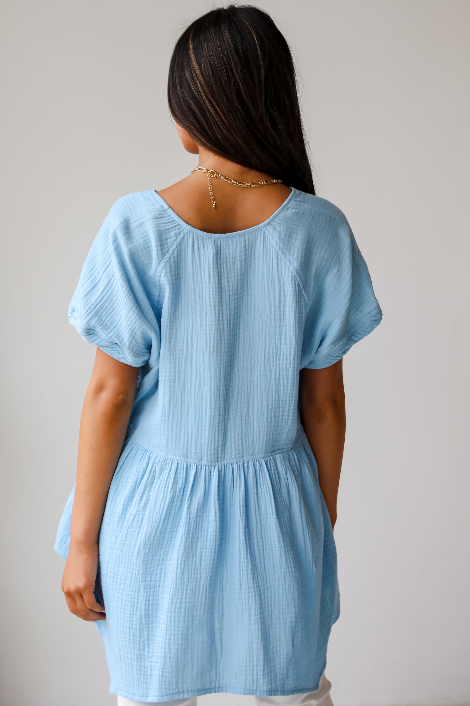 Blissful Icon Light Blue Linen Blouse