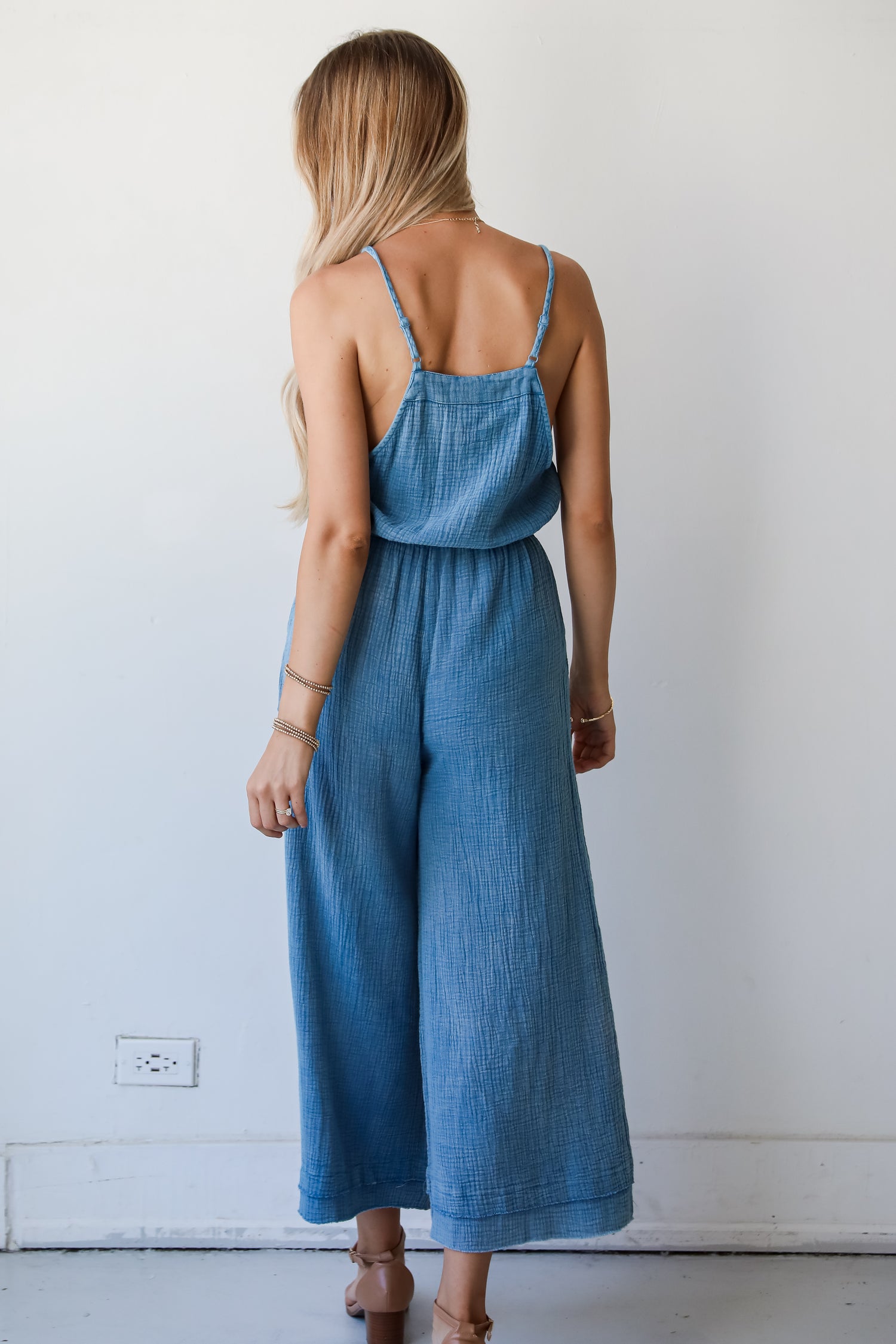 Immensely Poised Blue Linen Jumpsuit