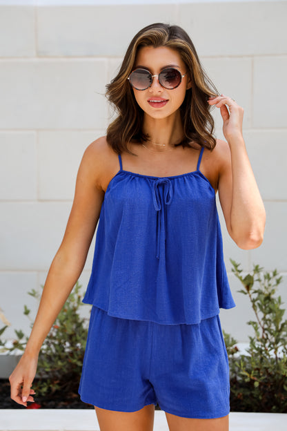 Summertime Senses Royal Blue Linen Tank