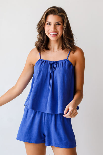 Summertime Senses Royal Blue Linen Tank