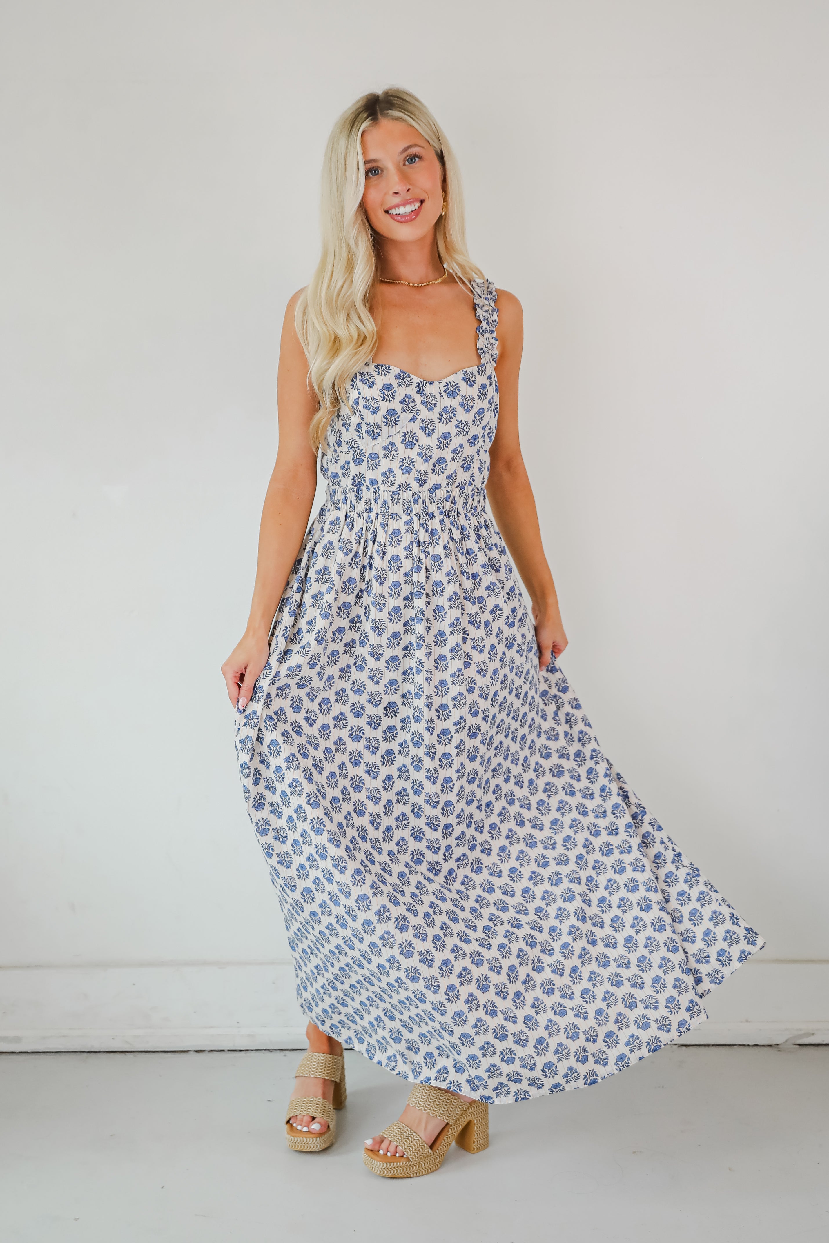 Stunning Element Blue Floral Maxi Dress